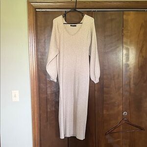 Mikarose Cream Long Sleeve Knit Dress